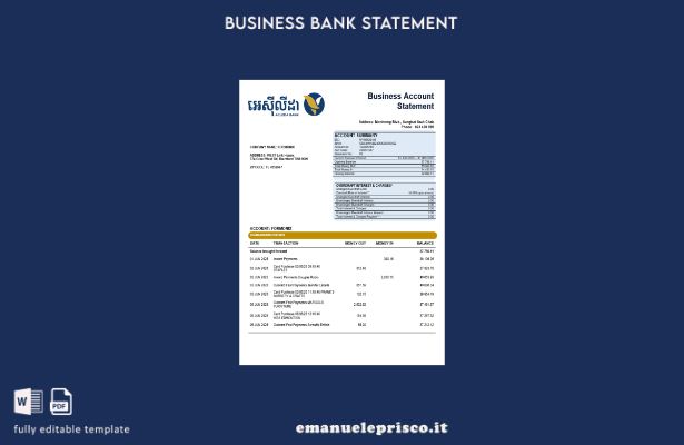 stile verificato Modello di dichiarazione aziendale Acleda in formato Word e PDF